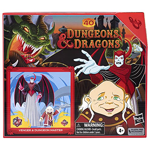 Hasbro Set 2 Figuras Dragones y Mazmorras Venger y Dungeon Master Serie Animada 80 - Colección Dragones y Mazmorras, Licencia Oficial,F66415L0