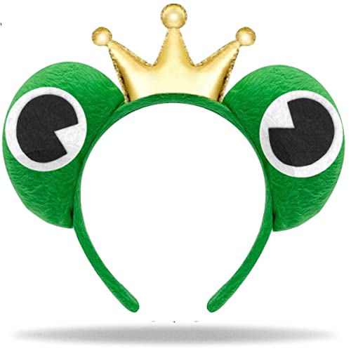 Hatstar Diadema de rana y corona, diadema con ojos de rana y corona, diadema de rana loca, para el disfraz perfecto de rana, accesorio para carnaval y carnaval para mujeres, hombres y niños