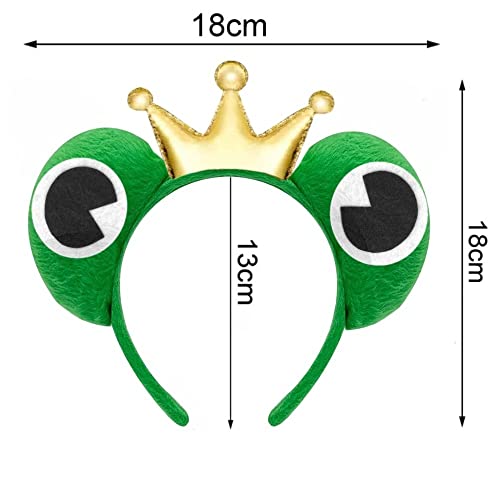 Hatstar Diadema de rana y corona, diadema con ojos de rana y corona, diadema de rana loca, para el disfraz perfecto de rana, accesorio para carnaval y carnaval para mujeres, hombres y niños
