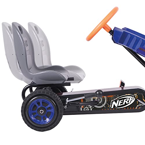 Hauck Go Kart NERF Striker, a partir de 4 Años, Kart Pedales, hasta 50 kg, Neumáticos de 7,5 Pulgadas, Coches Pedales Niños, Freno de Mano para Ruedas Traseras, Asiento Regulable, Azul/Naranja