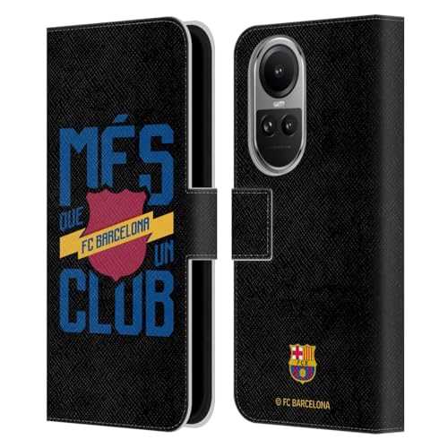 Head Case Designs Licenciado Oficialmente FC Barcelona Més Que Un Club Culé Carcasa de Cuero Tipo Libro Compatible con OPPO Reno10 5G / Reno10 Pro 5G