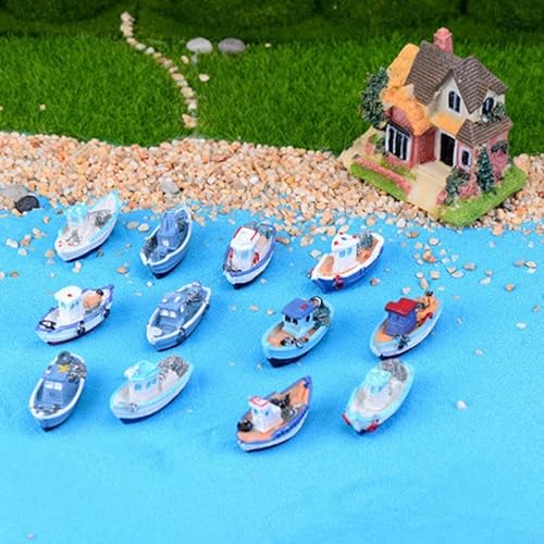 HEIBTENY Minibarco en miniatura modelo barco de pesca, juguete para manualidades, decoración de mesa para el hogar, perfecto para decoración de habitación y hogar, decoración de escritorio divertida e