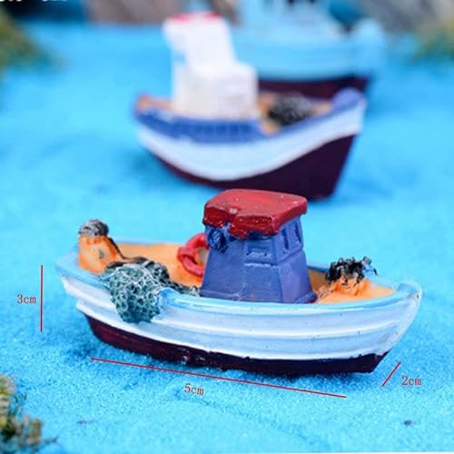 HEIBTENY Minibarco en miniatura modelo barco de pesca, juguete para manualidades, decoración de mesa para el hogar, perfecto para decoración de habitación y hogar, decoración de escritorio divertida e