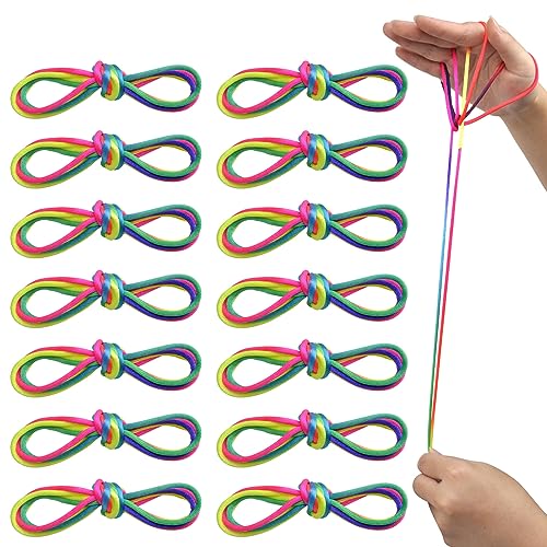 HENGBIRD 14 Piezas cuerda juego manos Cuerda para Dedo, Juego de Dedos Cuerda Cordón arcoíris para niños y niñas Fiestas de cumpleaños y Viajes