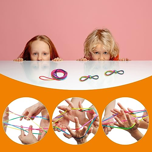 HENGBIRD 14 Piezas cuerda juego manos Cuerda para Dedo, Juego de Dedos Cuerda Cordón arcoíris para niños y niñas Fiestas de cumpleaños y Viajes