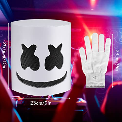 Hereneer Máscara LED de DJ con 3 Modos de Flash, Máscara de DJ con Guantes LED para Carnaval de Niños y Adultos, Disfraz de Cosplay de Fiesta de Halloween