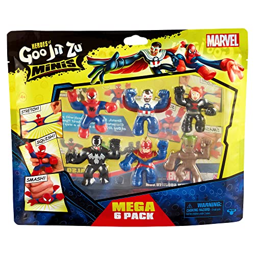 Heroes of Goo Jit Zu Mega Estuche 6 Figuras Flexibles, elásticas y pegajosas Héroes en Miniatura Marvel de 6,5 cm de Altura (Moose Toys 41472), a partir de 4 años.