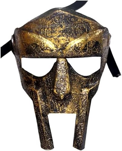 HISTORIC HANDICRAFT MF Doom - Máscara de gladiador de latón antiguo medieval forjada a mano para juegos de rol, película vikinga SCA LARP