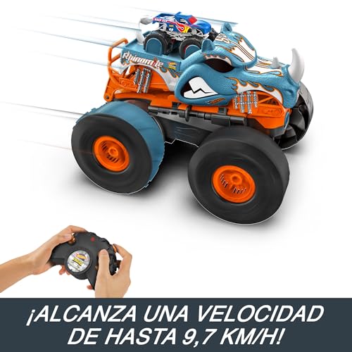 Hot Wheels RC Rhinomite radiocontrol Coche de juguete teledirigido con mando se transforma en pista, +5 años (Mattel HPK27)