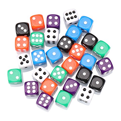 H&S Dados de 6 Caras para Juegos de Mesa - Set de 30x Dados de Colores para cubiletes de parchís Casino Juego del mentiroso - con Bordes Redondeados