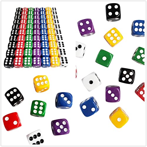 HUAZIZ 100 Piezas Dados (6 Caras,16mm),Esquinas Redondeadas Coloridos Dados para Juegos de Dados, Anza de Matemática, Regalos, Party Favor - 10 Colores