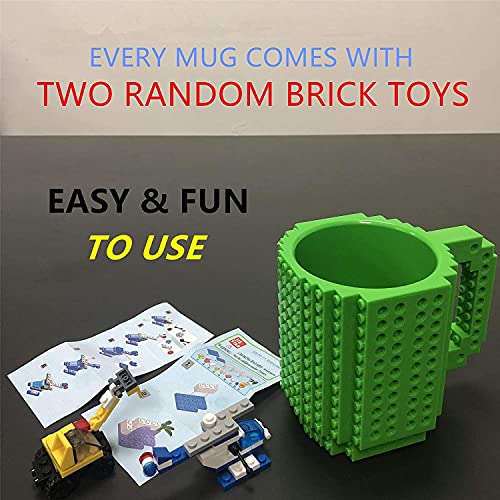 HUISHENG Build-on Brick Tazas, Mug Desayuno, Regalos Originales para Navidad Pascua Dia del Padre Halloween Cumpleaños, para Hombre Mujer Papá Amigas Adolescentes Niño Niña Novio, Compatible con Lego