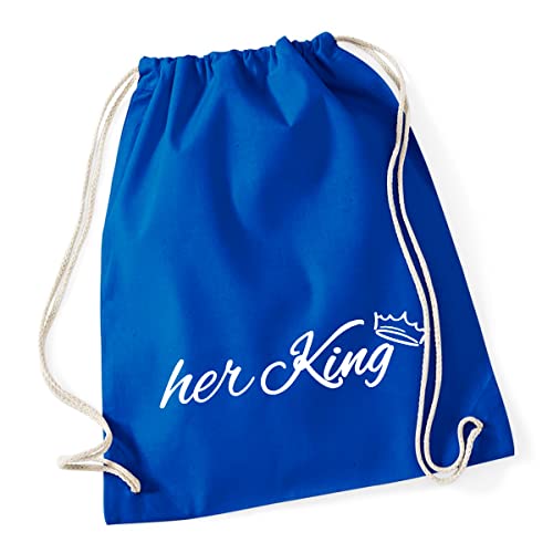 HUURAA! Bolsa de deporte her King Krone mochila de algodón 12 litros Bright Royal con motivo para boda, idea de regalo para amigos y familia, azulón, talla única, Mochila de día