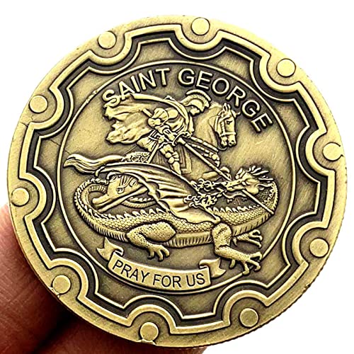 HYUI 2PCS USA  Lincoln (Aircraft Carrier Souvenir Coin Bronze Plated Challenge Coin Saint George Pattern Commemorative Coin