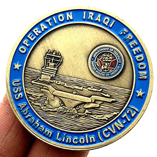 HYUI 2PCS USA  Lincoln (Aircraft Carrier Souvenir Coin Bronze Plated Challenge Coin Saint George Pattern Commemorative Coin