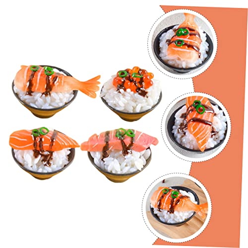 ibasenice 4 Piezas De Arroz De Sushi Simulado Juegos De Plástico Juguetes De Comida para Niños Juguete De Sushi Modelo De Comida Falsa Juguete De Pez Modelo De Sashimi De Sushi
