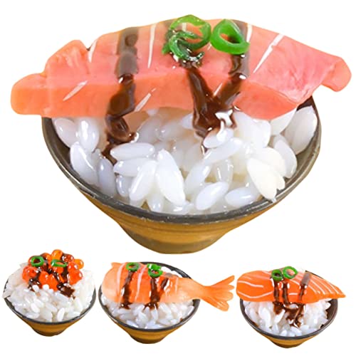 ibasenice 4 Piezas De Arroz De Sushi Simulado Juegos De Plástico Juguetes De Comida para Niños Juguete De Sushi Modelo De Comida Falsa Juguete De Pez Modelo De Sashimi De Sushi