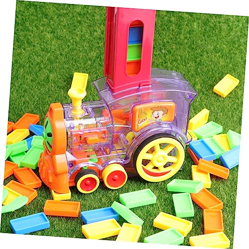 ibasenice Baby Intelligent Training Kids Domino Train Automatic Domino Car Model Vehicle Early Educational Toy Rally Train Toy Toddler Truck Toy Domino Building Block Automático Batería Niño