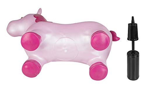 Idena 40133 - Caballo hinchable unicornio rosa con estrellas, incluye bomba de aire, puede soportar hasta 50 kg, optimo para el interior y el exterior, en el parque o la guardería,59 x 23 x 53 cm