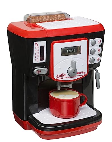Idena 40234 - Máquina de café de Juguete con Efectos de Sonido y luz, Aparato de Cocina para niños con Diferentes Funciones