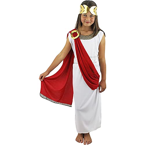 ILOVEFANCYDRESS - Disfraz de diosa romana para niñas, color blanco y rojo (4-14 años)