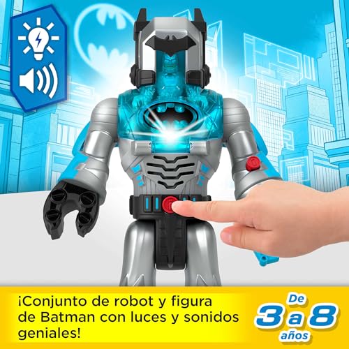 Imaginext Fisher-Price DC Super Friends Batman defensor gris y Exo traje Robot con luces y sonidos, con figura y accesorios, juguete +3 años (Mattel HMK88)