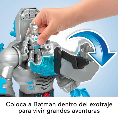 Imaginext Fisher-Price DC Super Friends Batman defensor gris y Exo traje Robot con luces y sonidos, con figura y accesorios, juguete +3 años (Mattel HMK88)