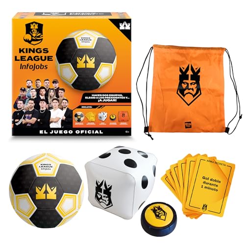 IMC Toys Juego Oficial Kings League- Juego de Futbol Recrea un Partido Real. Incluye, Balón, Cartas y Pulsador NIÑOS +6 años