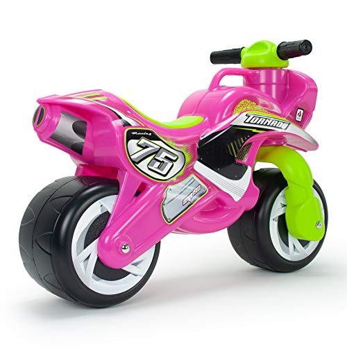 INJUSA - Moto Correpasillos Tundra Tornado Pink, para Niños +18 Meses, con Decoración Permanente e Impermeable, Ruedas Anchas de Plástico y Asa de Transporte para Padres