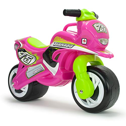 INJUSA - Moto Correpasillos Tundra Tornado Pink, para Niños +18 Meses, con Decoración Permanente e Impermeable, Ruedas Anchas de Plástico y Asa de Transporte para Padres