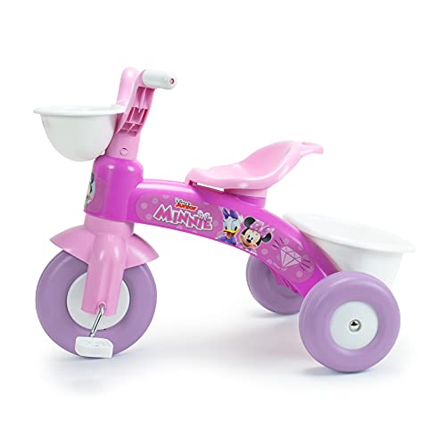 INJUSA - Triciclo Baby Trico MAX Minnie Mouse Color Rosa Licenciado con Cesta Delantera y Cubeta Trasera Portaobjetos Recomendado para Niños y Niñas de 1 a 3 Años