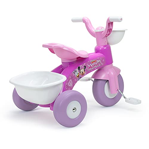INJUSA - Triciclo Baby Trico MAX Minnie Mouse Color Rosa Licenciado con Cesta Delantera y Cubeta Trasera Portaobjetos Recomendado para Niños y Niñas de 1 a 3 Años