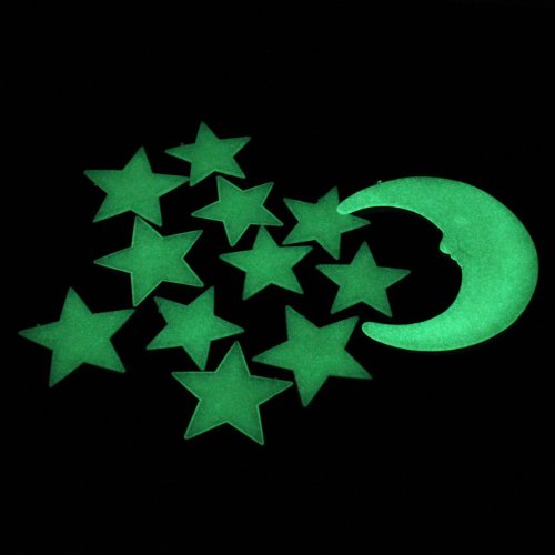 IQYU Lámina de monopatín con forma de onda oscura, pegatinas luminosas fluorescentes en color luna, estrellas, decoración del hogar, bicicleta (verde, talla única)