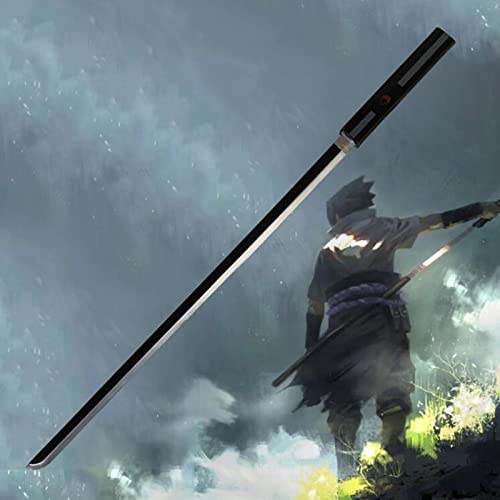 IVDNSLU Anime Katana, Naruto Uchiha Sasuke Game Apunts, Cos Anime Swords PU Juguetes(Color:Negro)