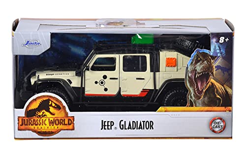 Jada- Jurassic World Coche Jeep Gladiator, De la Película Jurassic World Dominion 2022, Escala 1:32 (15cm), Metálico, Partes móviles, A partir de 8 Años (253252023)