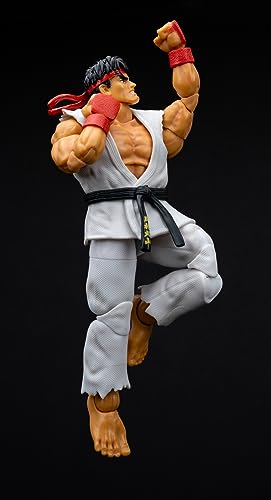 Jada - Street Fighter II Ryu, Figura Articulada 15cm, Con Manos y Cabeza Intercambiables, Accesorios y 20 Puntos Articulados (253252025)