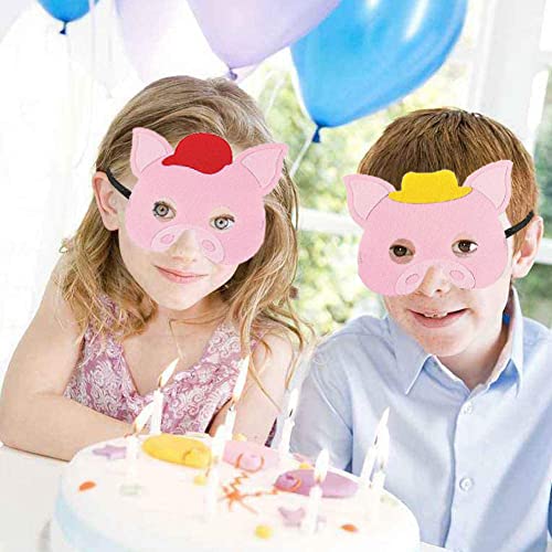 JAHEMU Máscaras de Fieltro Máscaras de Cerdito Máscaras de Animales para Niños,Fiestas de Cumpleaños,Fiestas de Disfraces Halloween