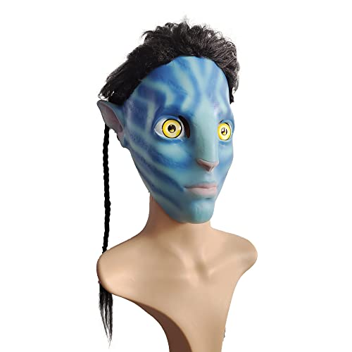 Jake Sully And Ney'tiri - Máscara de látex azul 2022 para cosplay, reality show de Halloween (hombre)