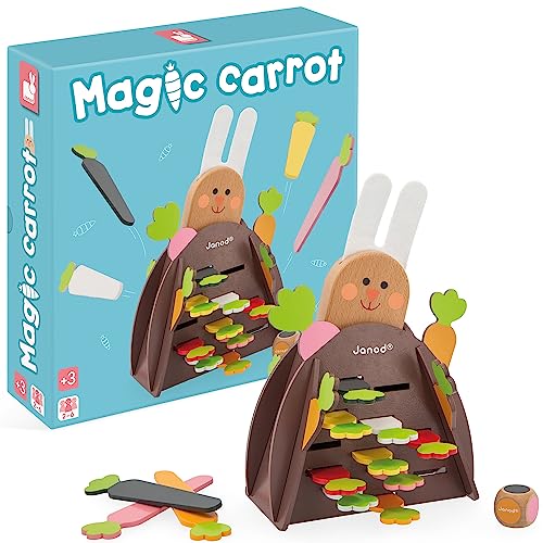 Janod - Magic Carrot - Juego de Mesa para Niños - Juego de Habilidad y Estrategia - Juguete de Madera - Aprendizaje de Colores - 2 a 4 Jugadores - Certificado FSC - A partir de 3 Años, J02473
