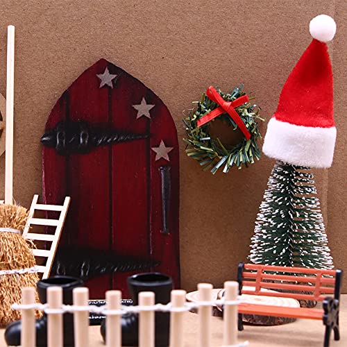 JAWSEU Juego de accesorios para puerta de alcantarillado de 15 unidades, juego de casa de muñecas en miniatura para casa de muñecas en miniatura, accesorios para puerta de hadas de Navidad