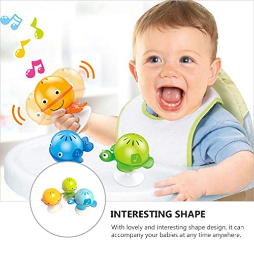 jojofuny 3 Piezas de Juego de Sonajeros Ocean Put-Stay Juguete Musical para Niños Pequeños Sonajero de Succión Sonajeros de Bebé con Ventosa de Animales Marinos (Color Aleatorio)