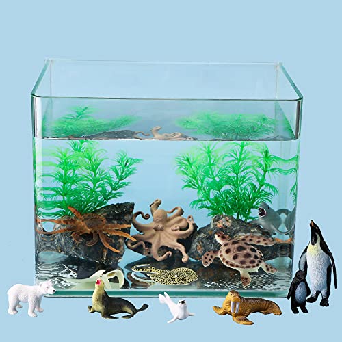 JOKFEICE Figuras de Animales del océano, 32 Piezas de plástico Realistas para los niños - Juguetes de Aprendizaje para Regalo de la Fiesta de cumpleaños, de la decoración de la Torta