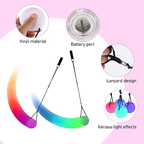 Jooheli 2 Bolas LED POI Mejoradas LED POI, Bolas de Malabares POI con Colores Arcoíris y Efecto Estroboscópico, Bolas de POI para Principiantes y Profesionales, niños y Adultos