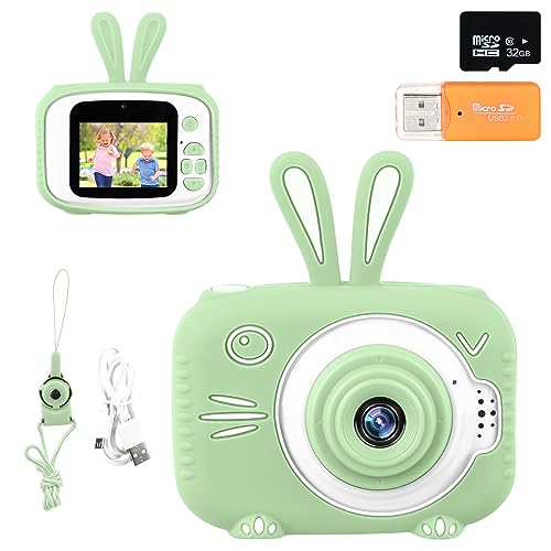 JOPHEK Camara de Fotos Infantil, 20MP 2 Pulgadas 1080P HD Selfie Kids Camera - con Tarjeta TF 32 GB & Lector de Tarjetas, Juguetes de Cámara para Niños & Niñas (Green)