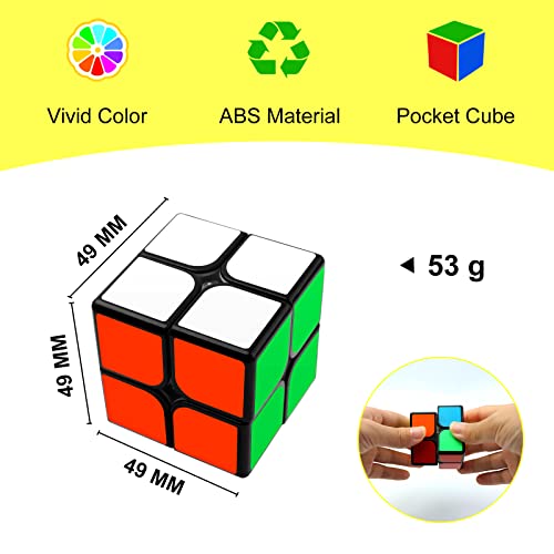 JOPHEK Cubo Mágico, Speed Cube Cubo Adhesivo Negro Cubo de Velocidad Original Cubo de Rompecabezas, Más Rápido & Más Profesional (2x2)