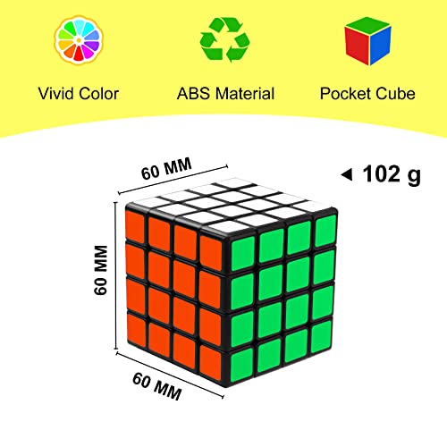 JOPHEK Cubo Mágico, Speed Cube Cubo Adhesivo Negro Cubo de Velocidad Original Cubo de Rompecabezas, Más Rápido & Más Profesional (4x4)