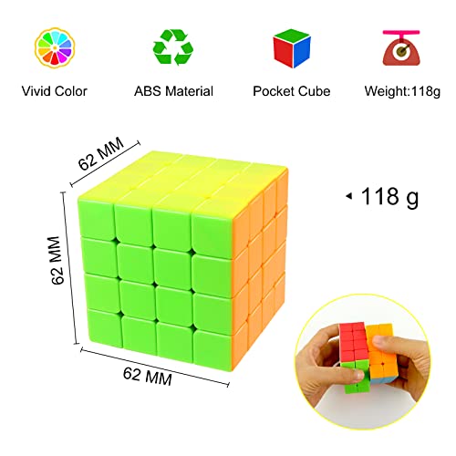 JOPHEK Cubo Mágico, Speed Cube Sin Pegatinas Cubo de Velocidad Original Cubo de Rompecabezas (4x4)