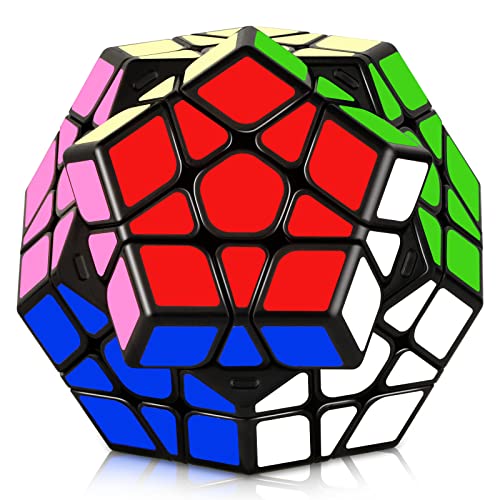 JOPHEK Megaminx Cube, Dodécaèdre Speed Cube 3x3 Dodecaedro Cube Puzzle Cube Magique Speed Cube, Súper Duradero y Fácil Giro (Adhesivos Negros)