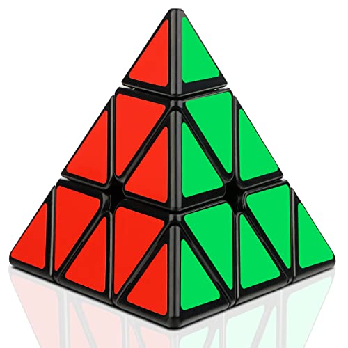 JOPHEK Pyramide Cube, 3x3 Speed Cube Magic Cube Piramide Triangolo Cubo Pyraminx Rompecabezas Cubo para Niños y Adultos (Adhesivos de Fondo Negro)