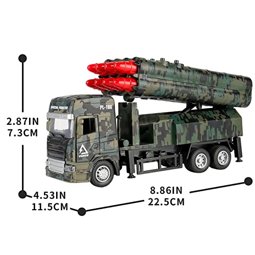 JuanKidbo Juguetes Militares, Camión del Militares con 8 Misiles, Vehículo Militar Fundidos a Presión, Juguetes Ejército Regalo para Niños de 3 4 5 6 Años
